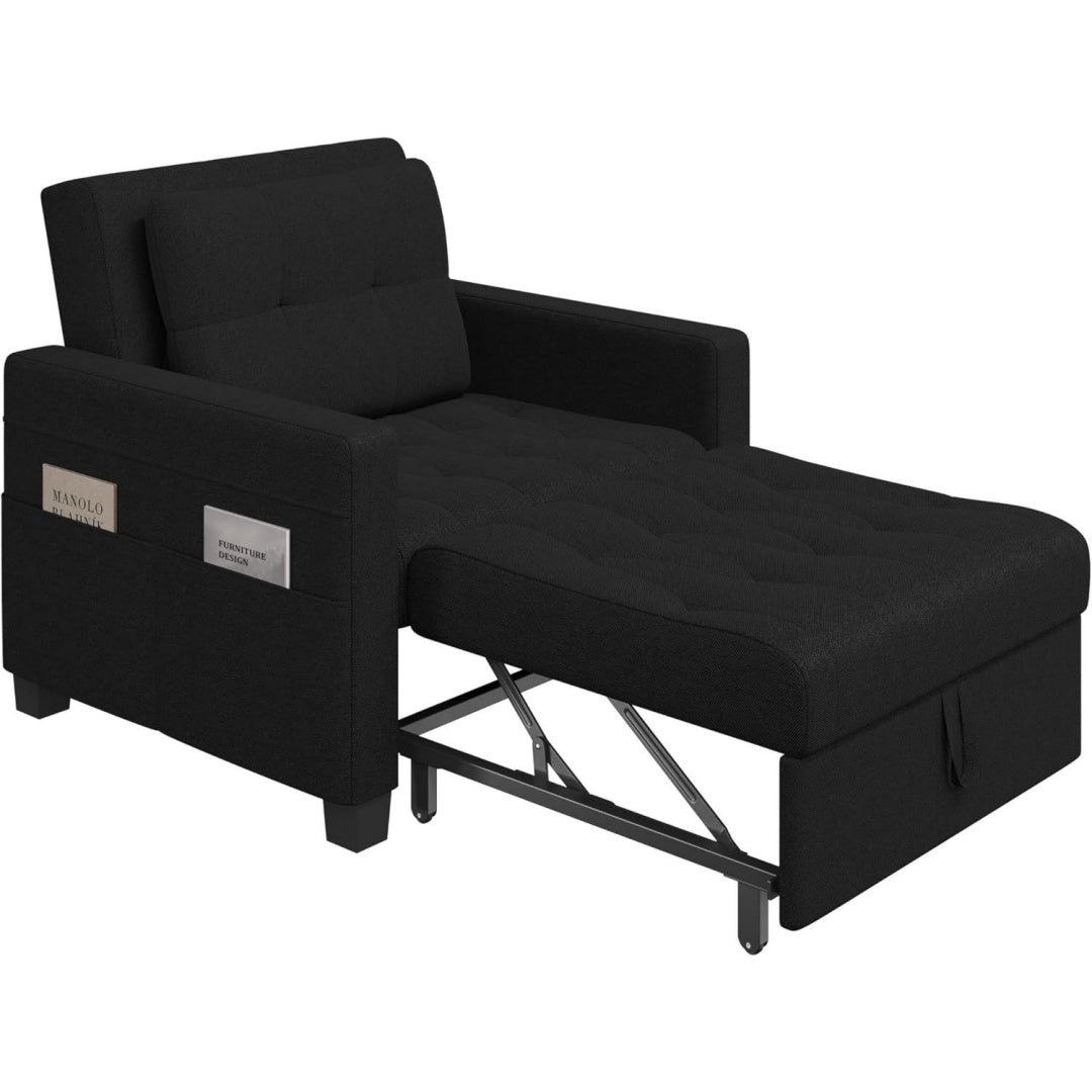 Divano da soggiorno nero regolabile con illuminazione LED
