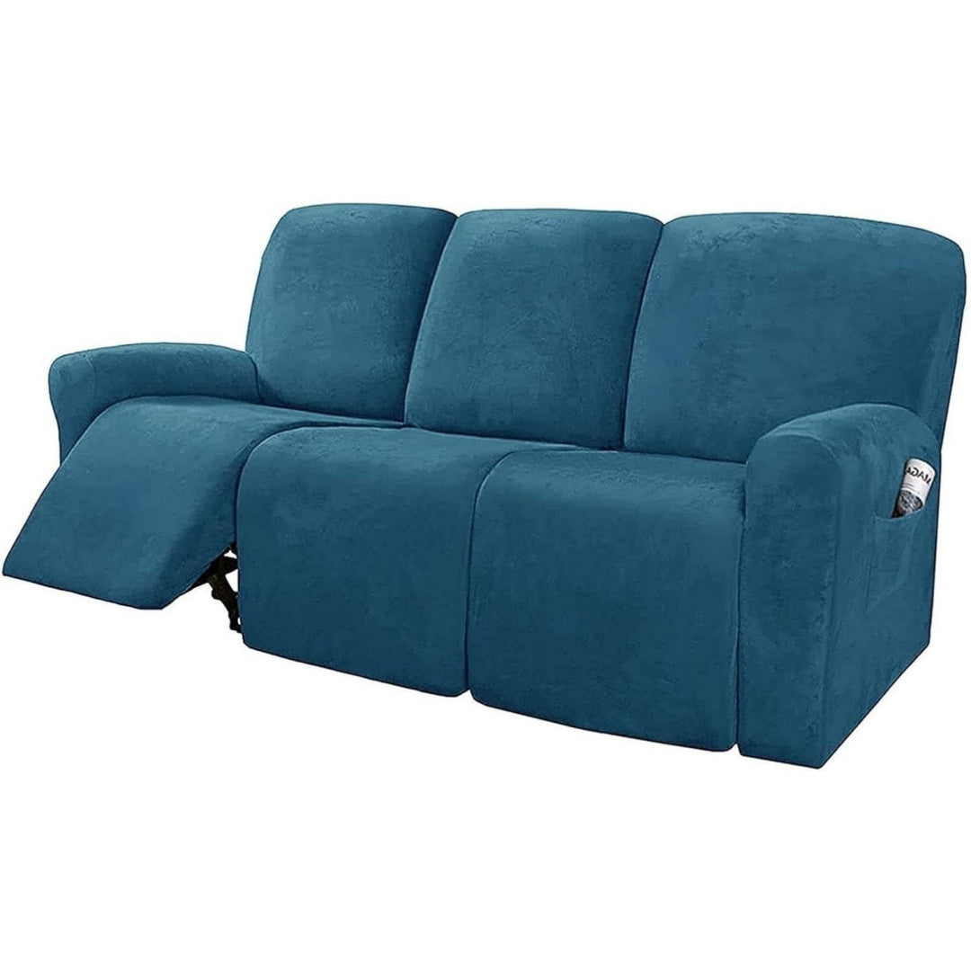 Seduta lounge blu reclinabile rivestimento in velluto