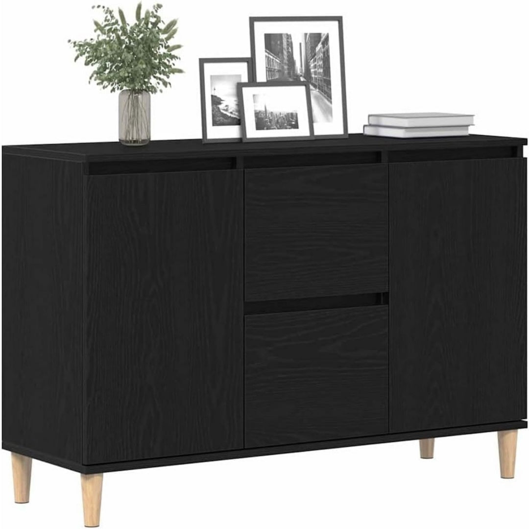Madia contenitore in legno massello nero