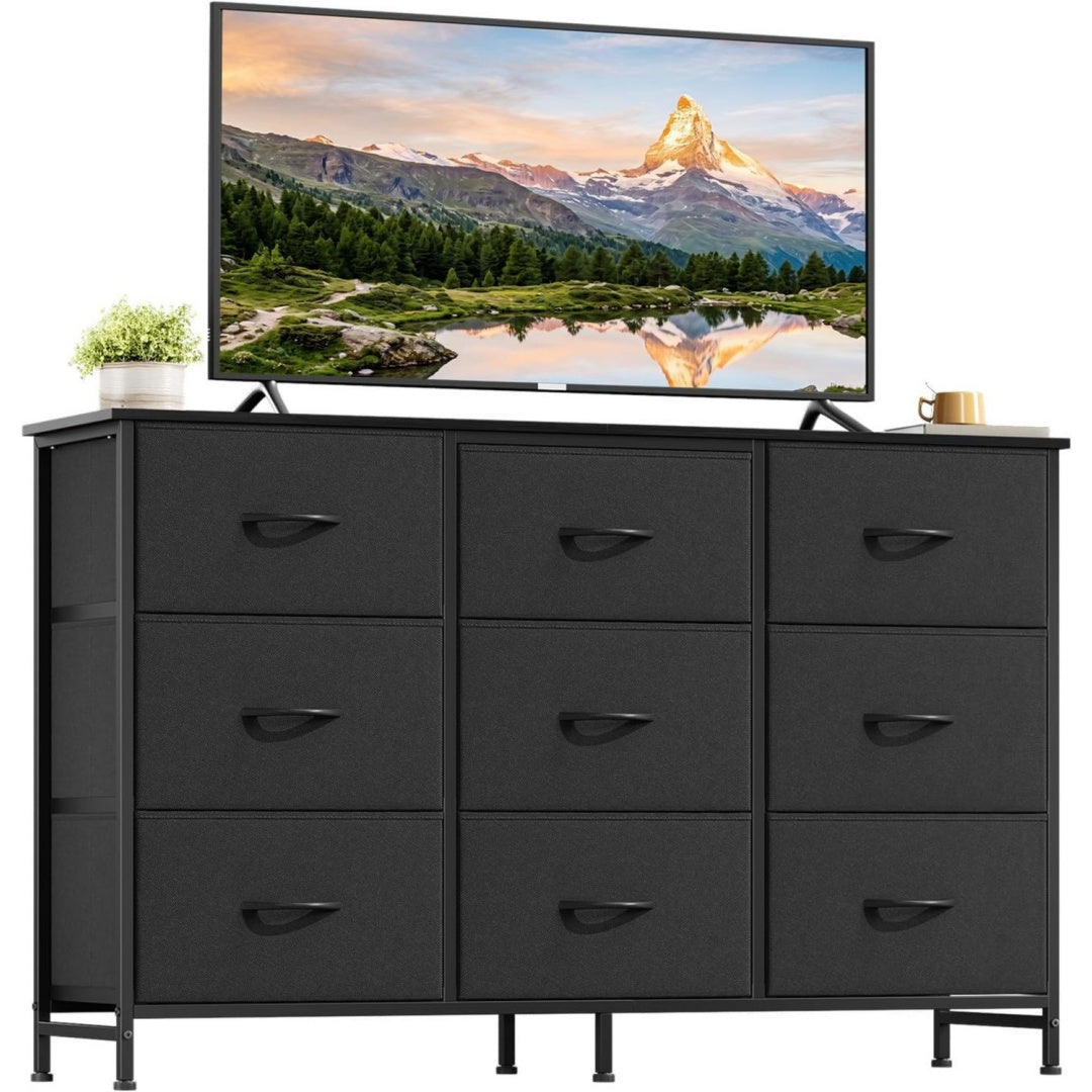 Console porta TV rivestimento in tessuto nero