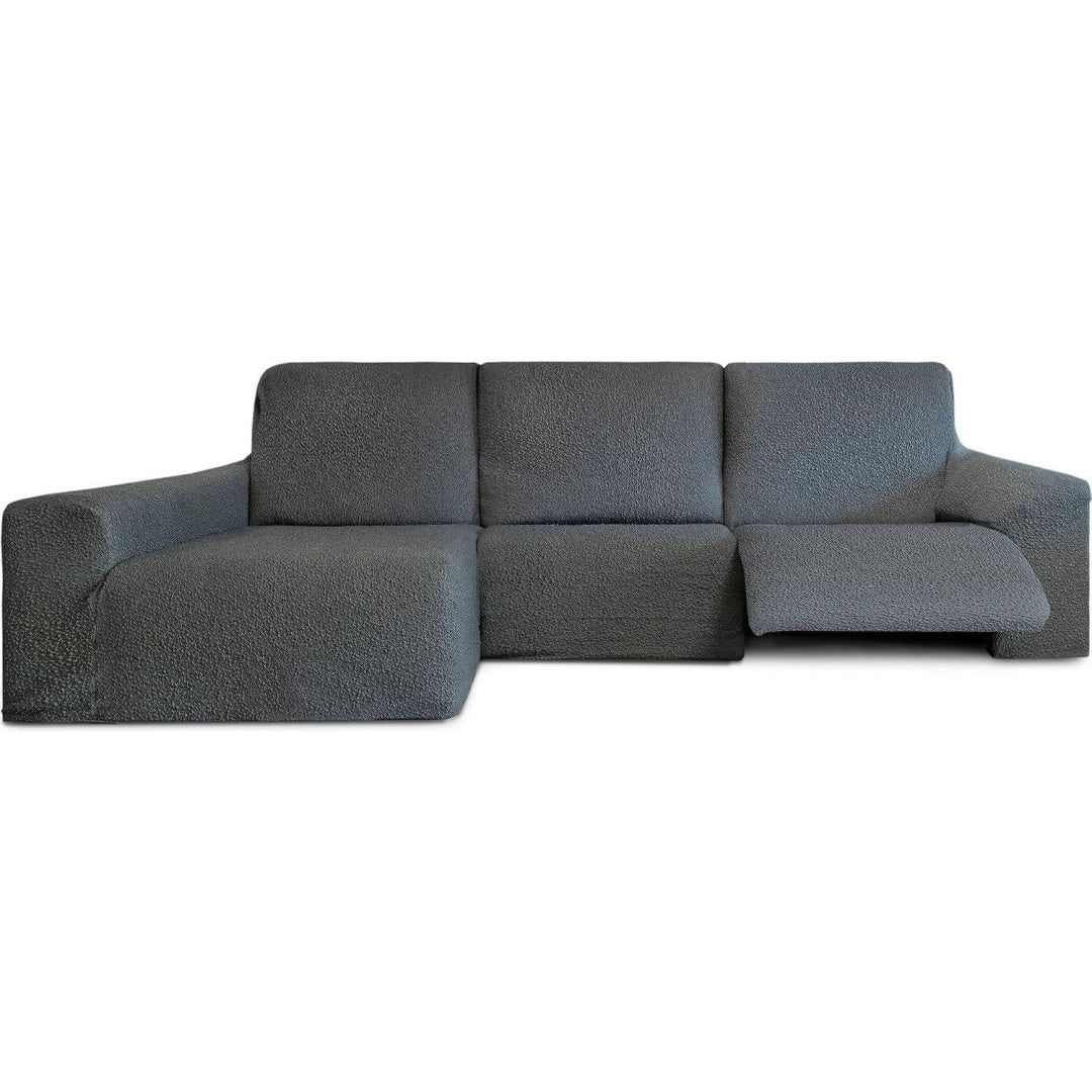 Divano confortevole regolabile con poggiapiedi grigio scuro