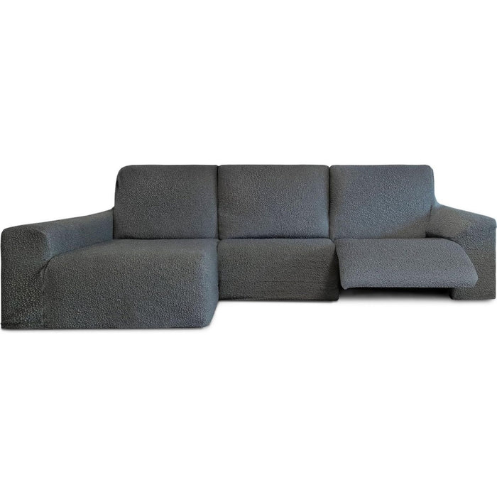 Divano confortevole regolabile con poggiapiedi grigio scuro